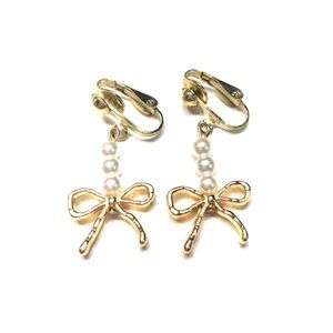 Handmade Gold Color Metal Bow Earrings Women Gift Jewelry Anniversary Wedding